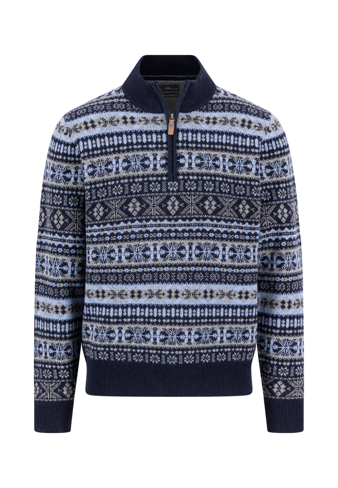 FYNCH-HATTON - Zip Troyer, Jacquard, Lambswool*RWS navy - Gr. - L von FYNCH-HATTON