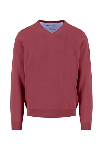Feinstrickpullover aus Baumwolle mit V-Ausschnitt Berry/L von FYNCH-HATTON