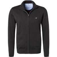 Fynch-Hatton Herren Cardigan schwarz Baumwolle unifarben von FYNCH-HATTON