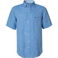 Fynch-Hatton Herren Kurzarmhemd blau Leinen von FYNCH-HATTON