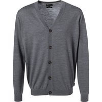 Fynch-Hatton Herren Cardigan grau Merinowolle unifarben von FYNCH-HATTON