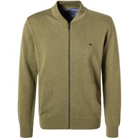 Fynch-Hatton Herren Strickjacke grün Baumwolle unifarben von FYNCH-HATTON