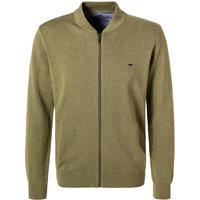 Fynch-Hatton Herren Strickjacke grün Baumwolle unifarben von FYNCH-HATTON