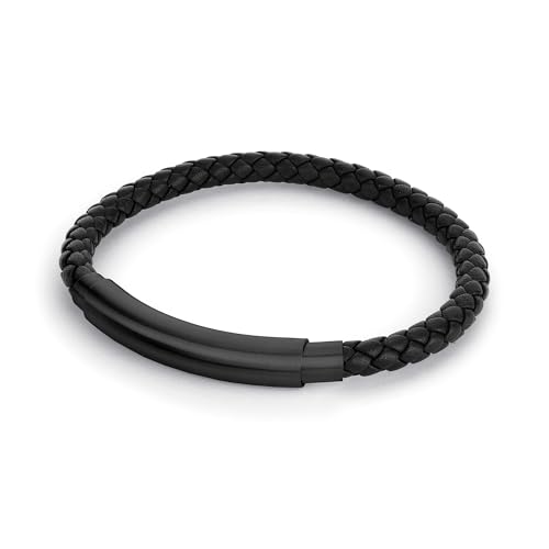 FYNCH HATTON Lederarmband mit Edelstahl in schwarz FHJ-0098-B-88 von FYNCH-HATTON