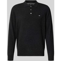 Fynch-Hatton Poloshirt aus Merino-Kaschmir-Mix mit Label-Stitching in Anthrazit, Größe XXL von FYNCH-HATTON
