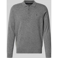 Fynch-Hatton Poloshirt aus Merino-Kaschmir-Mix mit Label-Stitching in Mittelgrau, Größe XXL Fynch-Hatton Poloshirt aus Merino-Kaschmir-Mix mit Label-Stitching in Mittelgrau, Größe XXL von FYNCH-HATTON