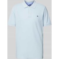 Fynch-Hatton Poloshirt mit Logo-Stitching in Hellblau Melange, Größe L von FYNCH-HATTON