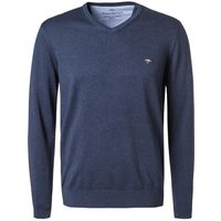 Fynch-Hatton Herren Pullover blau Baumwolle unifarben von FYNCH-HATTON