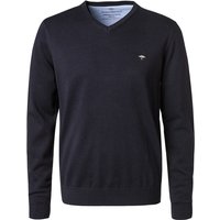 Fynch-Hatton Herren Pullover blau Baumwolle unifarben von FYNCH-HATTON