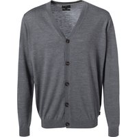 Fynch-Hatton Herren Cardigan grau Merinowolle unifarben von FYNCH-HATTON