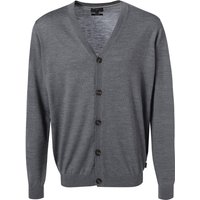 Fynch-Hatton Herren Cardigan grau Merinowolle unifarben von FYNCH-HATTON