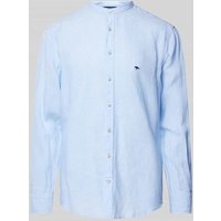Fynch-Hatton Regular Fit Freizeithemd aus Leinen mit Maokragen in Hellblau Melange, Größe XXXL von FYNCH-HATTON