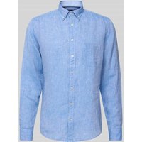 Fynch-Hatton Regular Fit Leinenhemd mit Button-Down-Kragen in Royal, Größe XXL von FYNCH-HATTON