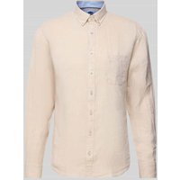 Fynch-Hatton Regular Fit Leinenhemd mit Button-Down-Kragen in Sand, Größe XXL von FYNCH-HATTON