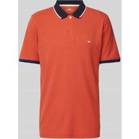 Fynch-Hatton Regular Fit Poloshirt mit Kontrastbesatz in Koralle Melange, Größe L von FYNCH-HATTON