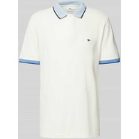 Fynch-Hatton Regular Fit Poloshirt mit Kontrastbesatz in Offwhite Melange, Größe L von FYNCH-HATTON