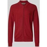 Fynch-Hatton Strickjacke mit Logo-Stitching in Dunkelrot, Größe XXL von FYNCH-HATTON