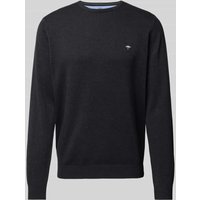 Fynch-Hatton Strickpullover mit Label-Stitching Modell 'Superfine' in Anthrazit Melange, Größe XXL von FYNCH-HATTON