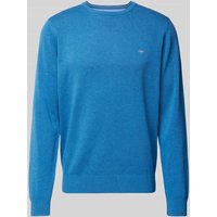 Fynch-Hatton Strickpullover mit Label-Stitching Modell 'Superfine' in Blau, Größe XXL von FYNCH-HATTON