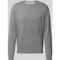 Fynch-Hatton Strickpullover mit Label-Stitching Modell 'Superfine' in Silber Melange, Größe XXL von FYNCH-HATTON