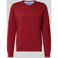 Fynch-Hatton Strickpullover mit Logo-Detail in Dunkelrot, Größe L von FYNCH-HATTON