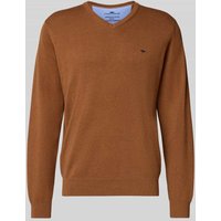 Fynch-Hatton Strickpullover mit Logo-Detail in Mittelbraun, Größe XXL Fynch-Hatton Strickpullover mit Logo-Detail in Mittelbraun, Größe XXL von FYNCH-HATTON