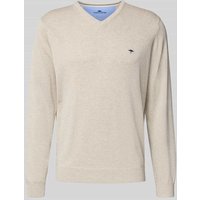 Fynch-Hatton Strickpullover mit Logo-Detail in Offwhite, Größe XXL von FYNCH-HATTON