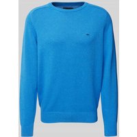 Fynch-Hatton Strickpullover mit Logo-Stitching in Blau, Größe XXL von FYNCH-HATTON