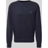 Fynch-Hatton Strickpullover mit Logo-Stitching in Marine, Größe L von FYNCH-HATTON