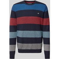 Fynch-Hatton Strickpullover mit Logo-Stitching in Marine, Größe XXL von FYNCH-HATTON