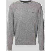 Fynch-Hatton Strickpullover mit Logo-Stitching in Mittelgrau, Größe XXL von FYNCH-HATTON