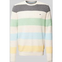 Fynch-Hatton Strickpullover mit Logo-Stitching in Offwhite, Größe XXL von FYNCH-HATTON