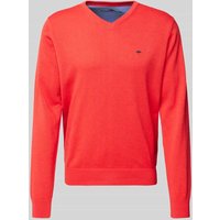 Fynch-Hatton Strickpullover mit Logo-Stitching in Rot, Größe XXL von FYNCH-HATTON