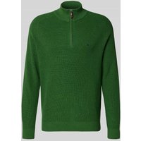Fynch-Hatton Strickpullover mit Troyer-Kragen und Label-Stitching in Gruen, Größe XXXL Fynch-Hatton Strickpullover mit Troyer-Kragen und Label-Stitching in Gruen, Größe XXXL von FYNCH-HATTON