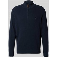 Fynch-Hatton Strickpullover mit Troyer-Kragen und Label-Stitching in Marine, Größe XXL von FYNCH-HATTON