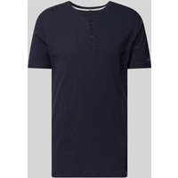 Fynch-Hatton T-Shirt mit Logo-Stitching Modell 'Henley' in Marine Melange, Größe S von FYNCH-HATTON