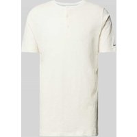 Fynch-Hatton T-Shirt mit Logo-Stitching Modell 'Henley' in Offwhite Melange, Größe XL von FYNCH-HATTON