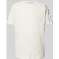 Fynch-Hatton T-Shirt mit Logo-Stitching in Offwhite Melange, Größe L von FYNCH-HATTON