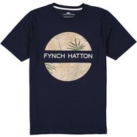 Fynch-Hatton Herren T-Shirt blau Baumwolle von FYNCH-HATTON