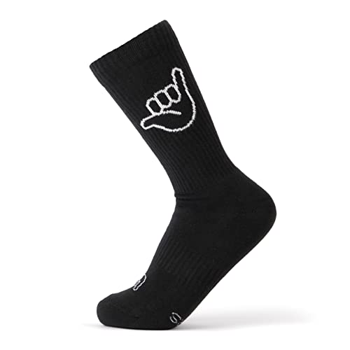 FYNGERS | HANG LOOSE, SHAKA | Sportsocken mit Handzeichen | Schwarz | Bio-Baumwolle | Top Qualität von FYNGERS