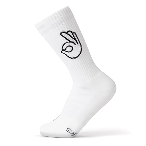 FYNGERS | OK | Sportsocken mit Handzeichen | Weiß | 1 Paar | 36 – 40 | Bio-Baumwolle | Top Qualität von FYNGERS