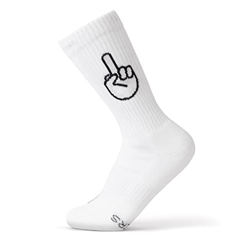 FYNGERS | Sportsocken mit Handzeichen | Weiß | Bio-Baumwolle | Top Qualität (DE/NL/SE/PL, Numerisch, 41, 45, Regular, Regular, Weiß – Finger) von FYNGERS