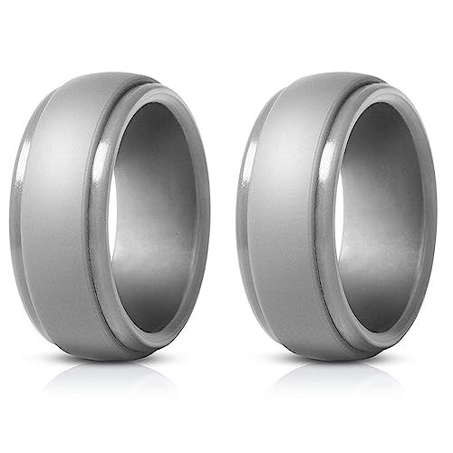 FYOBOT 2 Stück Beliebte Herren-Silikon-Ringe, Damen-Silikon-Ehering, Umweltfreundlicher Outdoor-Sport-Ring, 8 Mm, 10 von FYOBOT