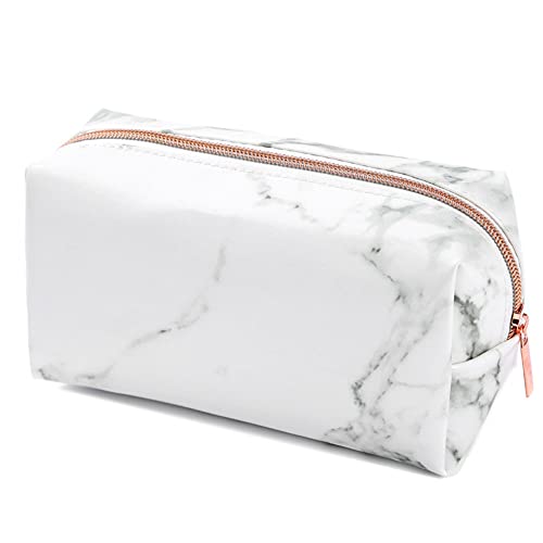 FYOBOT Wei?er Marmor Pu Schreibwaren Federm?ppchen Beutel Make-Up Tasche mit Ros¨¦Gold ?Verschluss f¨¹r M?dchen Teenager von FYOBOT