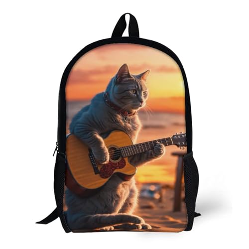FYQTCIAN 17inch Gitarre Kat Stilvoller Rucksack Reise Kinderrucksack Niedliche Tiere Schultaschen Für Teenager Mädchen Jungen Studenten Outdoor Wandern Camping Rucksack 17inch FYQTCIAN 17inch Gitarre Kat Stilvoller Rucksack Reise Kinderrucksack Niedliche Tiere Schultaschen Für Teenager Mädchen Jungen Studenten Outdoor Wandern Camping Rucksack 17inch von FYQTCIAN