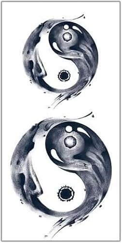 2 Stück Tai Chi Yin Und Yang Fisch Fake Tattoo Aufkleber Für Männer Und Frauen, Wasserdicht Und Langlebig, Kräutersaft, Semipermanente Fake Tattoos, Realistisch 2 Stück Tai Chi Yin Und Yang Fisch Fake Tattoo Aufkleber Für Männer Und Frauen, Wasserdicht Und Langlebig, Kräutersaft, Semipermanente Fake Tattoos, Realistisch von FYRHLH