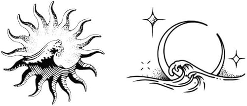 Sonne Und Mond Paar Tattoo Aufkleber Männer Und Frauen Wasserdichte Pflanzliche Semi-Permanente Schlüsselbein-Tattoos von FYRHLH