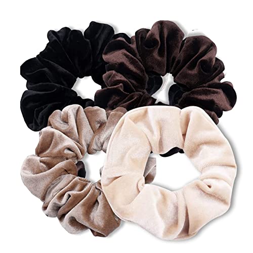 Haargummis FYRuntoo Scrunchies Haargummi Scrunchie für Mädchen & Damen Scrunchies Samt Haargummi Groß 4 Stück von FYRuntoo