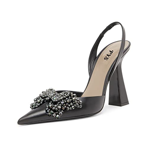 FYS Damen Pretty Elegant Slip on Pointed Toe Slingback Sandalen D'Orsay Pumps Schmetterling Kristall Strass Chunky High Heel Slide Schuhe Kleid Hochzeit Abschlussball Schuhe Größe 37-48 US, schwarz, 39 EU FYS Damen Pretty Elegant Slip on Pointed Toe Slingback Sandalen D'Orsay Pumps Schmetterling Kristall Strass Chunky High Heel Slide Schuhe Kleid Hochzeit Abschlussball Schuhe Größe 37-48 US, schwarz, 39 EU von FYS