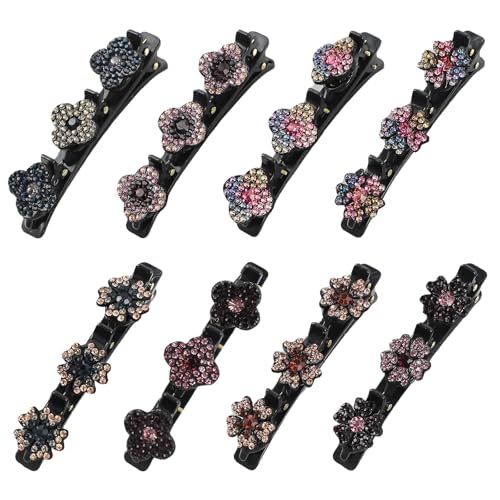FYting Haarspangen Mädchen, 8 Stück Haarschmuck Mädchen,Haarspange Blume, Haarspangen Kinder, Haarspangen Mädchen Glitzer, Funkelnde Kristall Stein Blume Muster, Haarspangen für Frauen und Mädchen von FYting